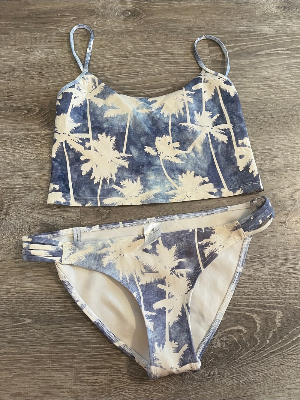 Boutique Blue Palm-Print Tankini Swimsuit